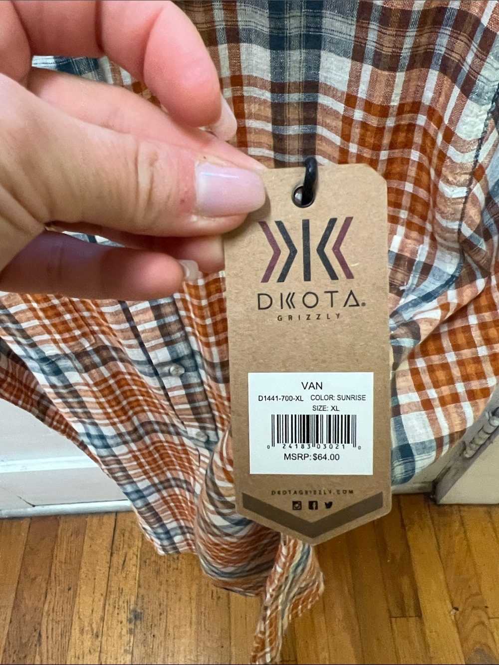 NWT M’s Dakota Grizzly SS Button Down Shirt Van- Sunrise - Picture 2 of 3